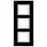 Рамка 3 поста AXOLUTE, вертикальная, черное стекло |  код. HA4802/3VNN |  Bticino